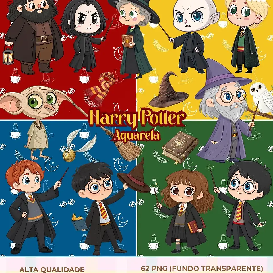 Kit Digital Harry Potter Aquarela - Que Fofura 1