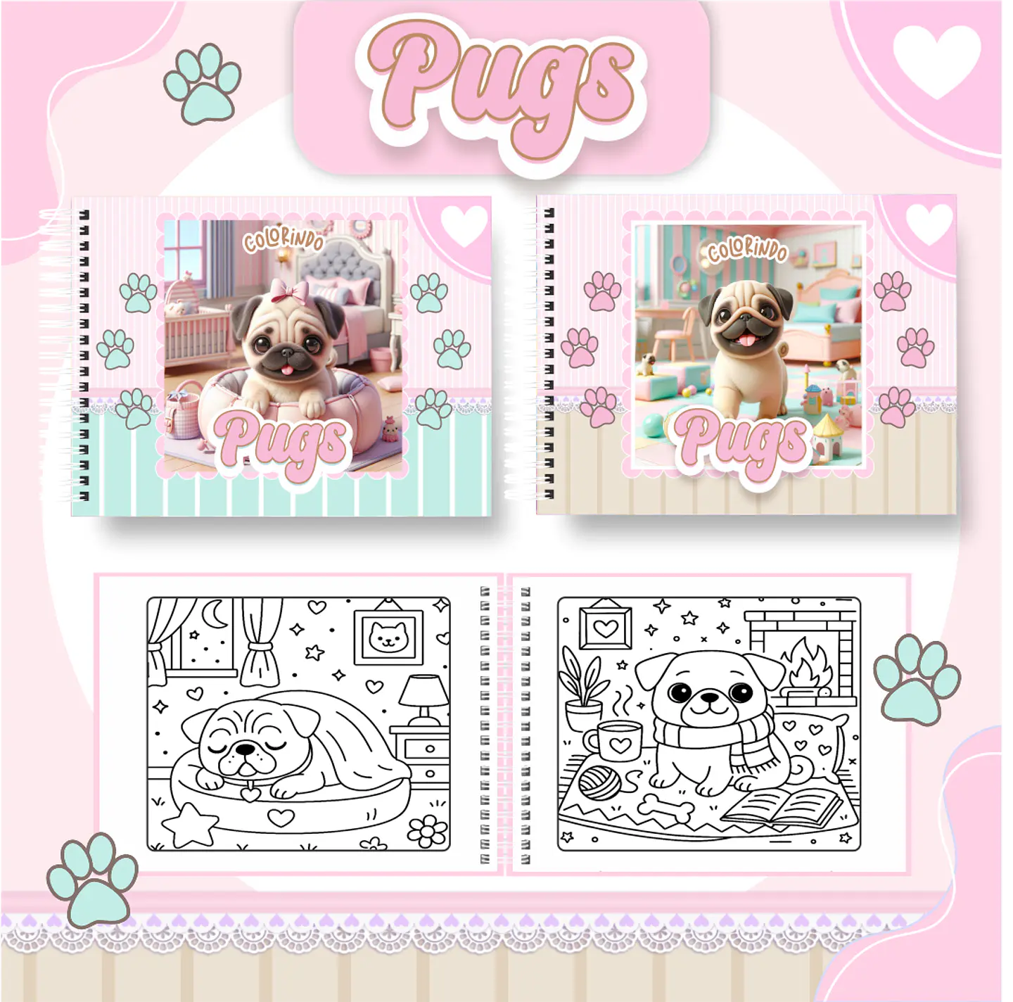 Arquivo livro de colorir Pug - PAMELLA 1