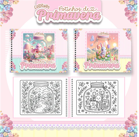 Arquivo livro de colorir Potinhios de primavera - PAMELLA