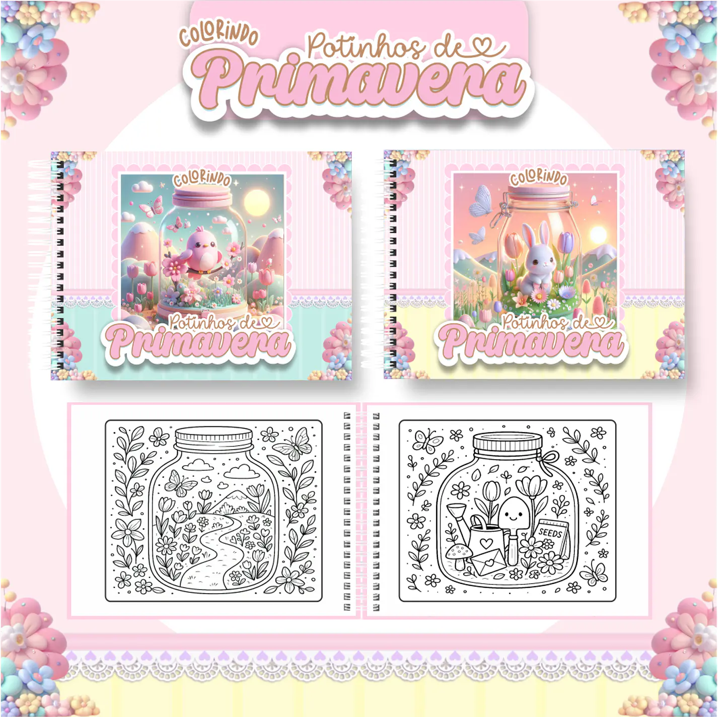 Arquivo livro de colorir Potinhios de primavera - PAMELLA 1