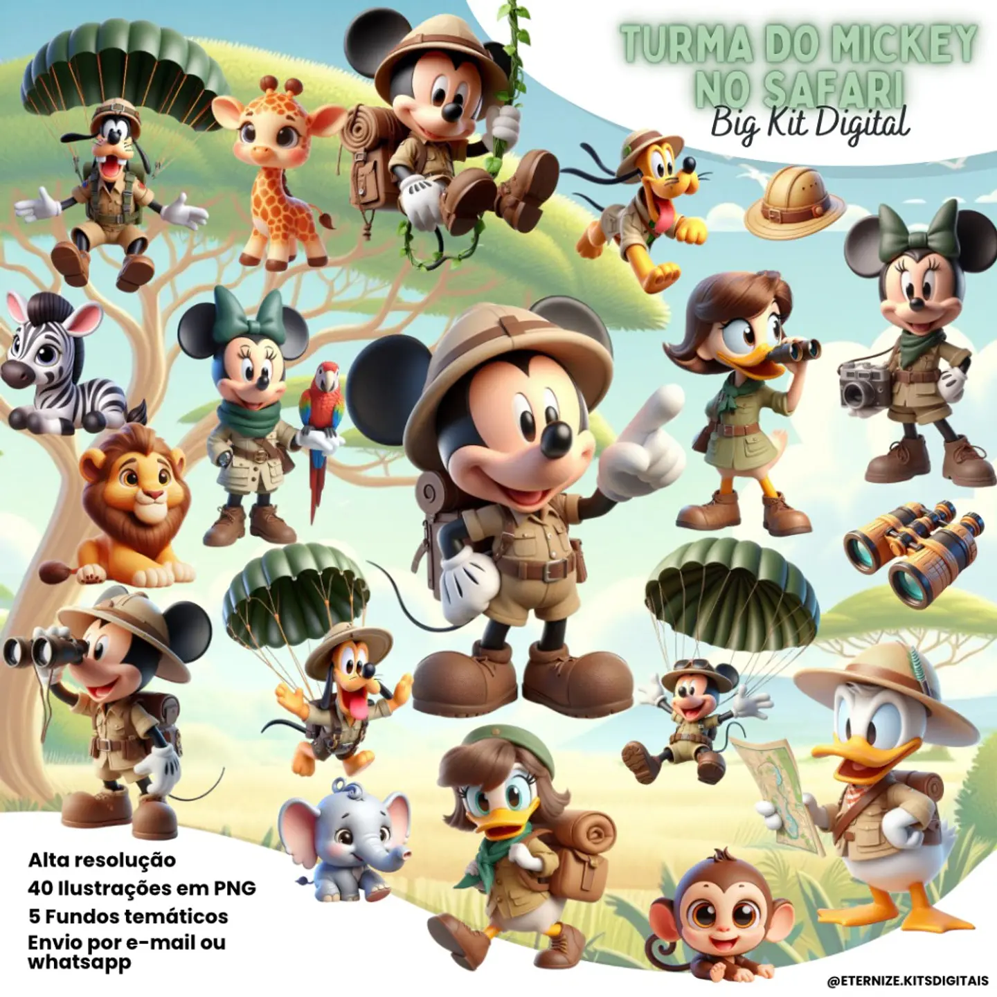 Kit Digital Turma do Mickey no Safari - Eternize 1