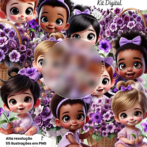 Kit Digital Violeta com Mascotes - Eternize