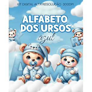 Kit Digital Alfabeto dos Ursos Azul - MK