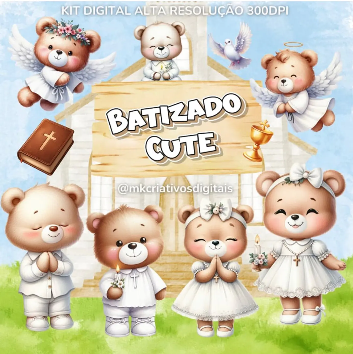 Kit Digital Batizado Cute - MK 1