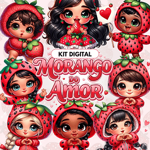 Kit Digital Morangos do Amor - Caramelo Design