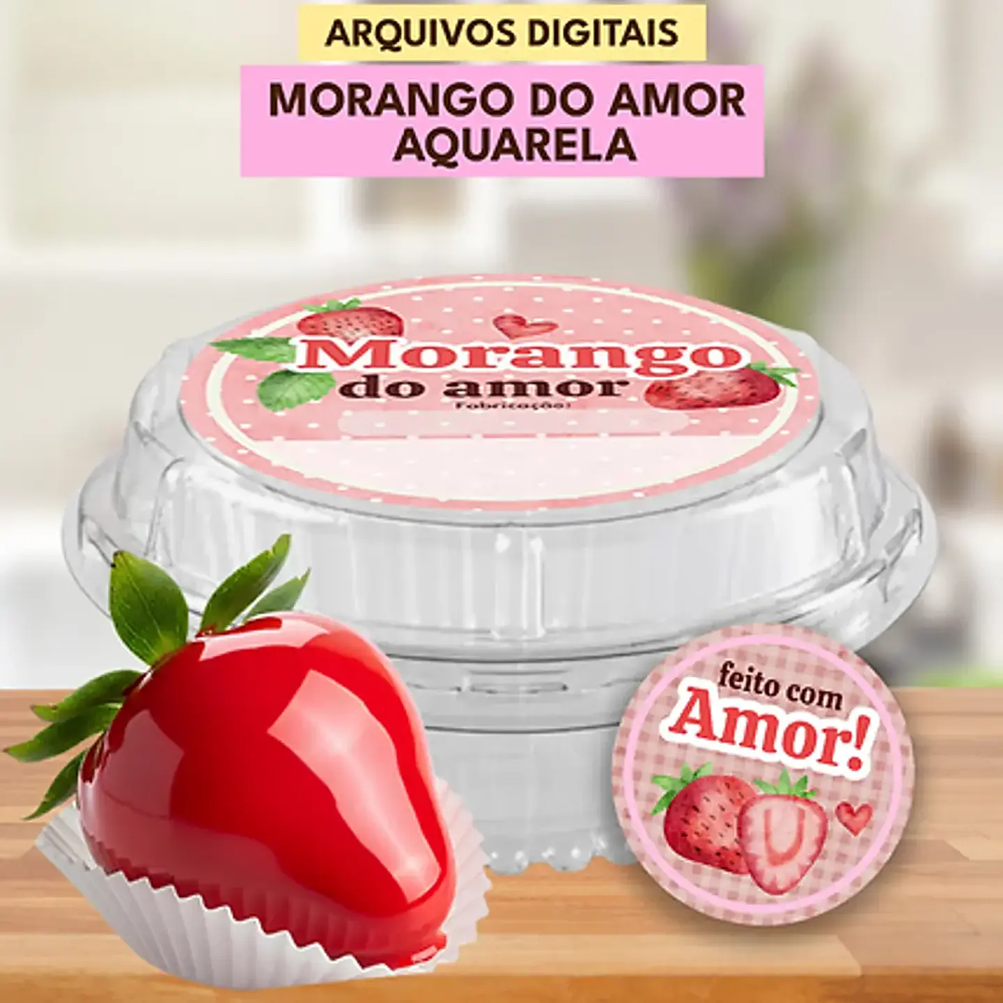Kit Digital Morango do Amor Etiquetas - Mascute 4
