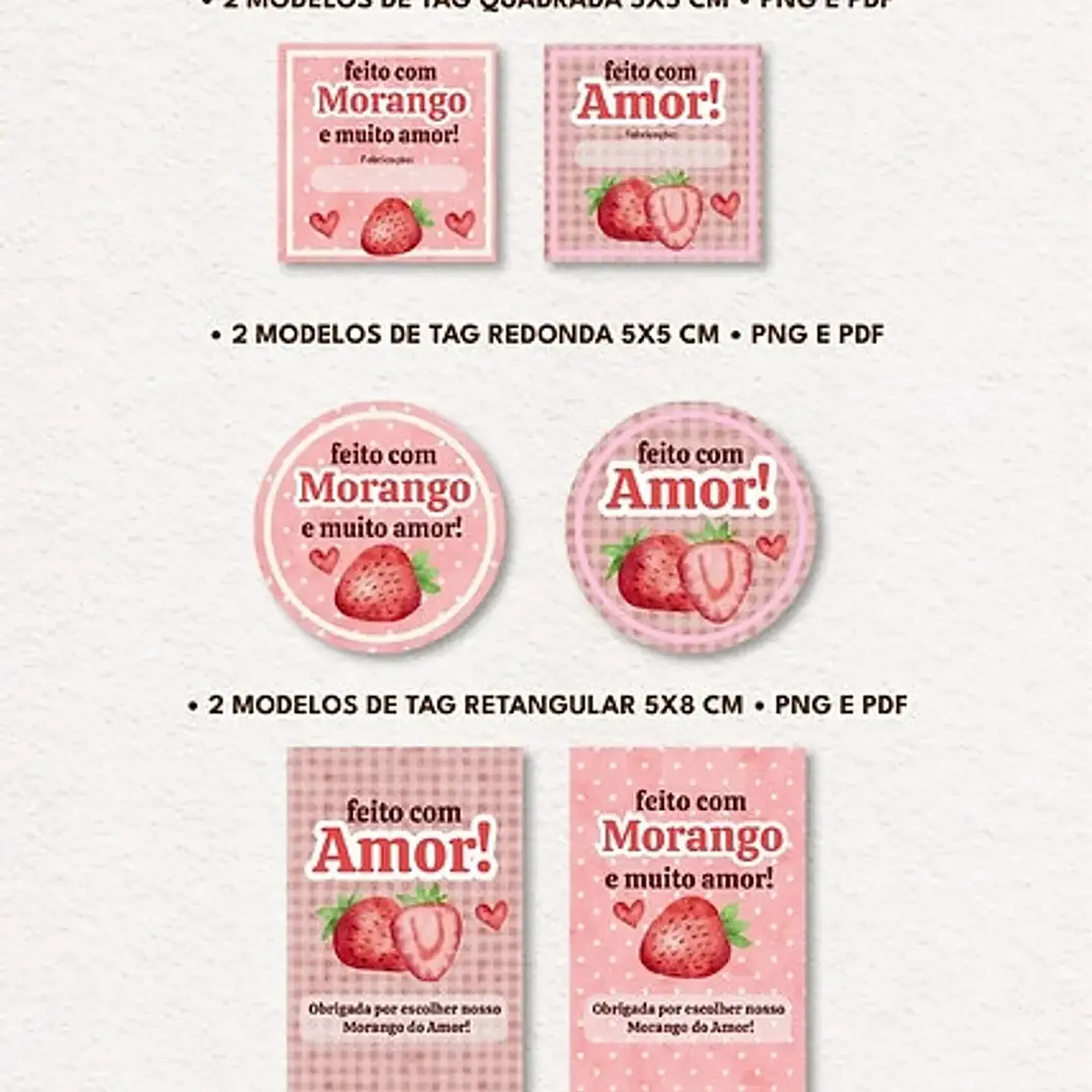 Kit Digital Morango do Amor Etiquetas - Mascute 2