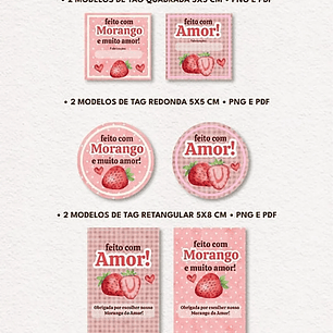 Kit Digital Morango do Amor Etiquetas - Mascute