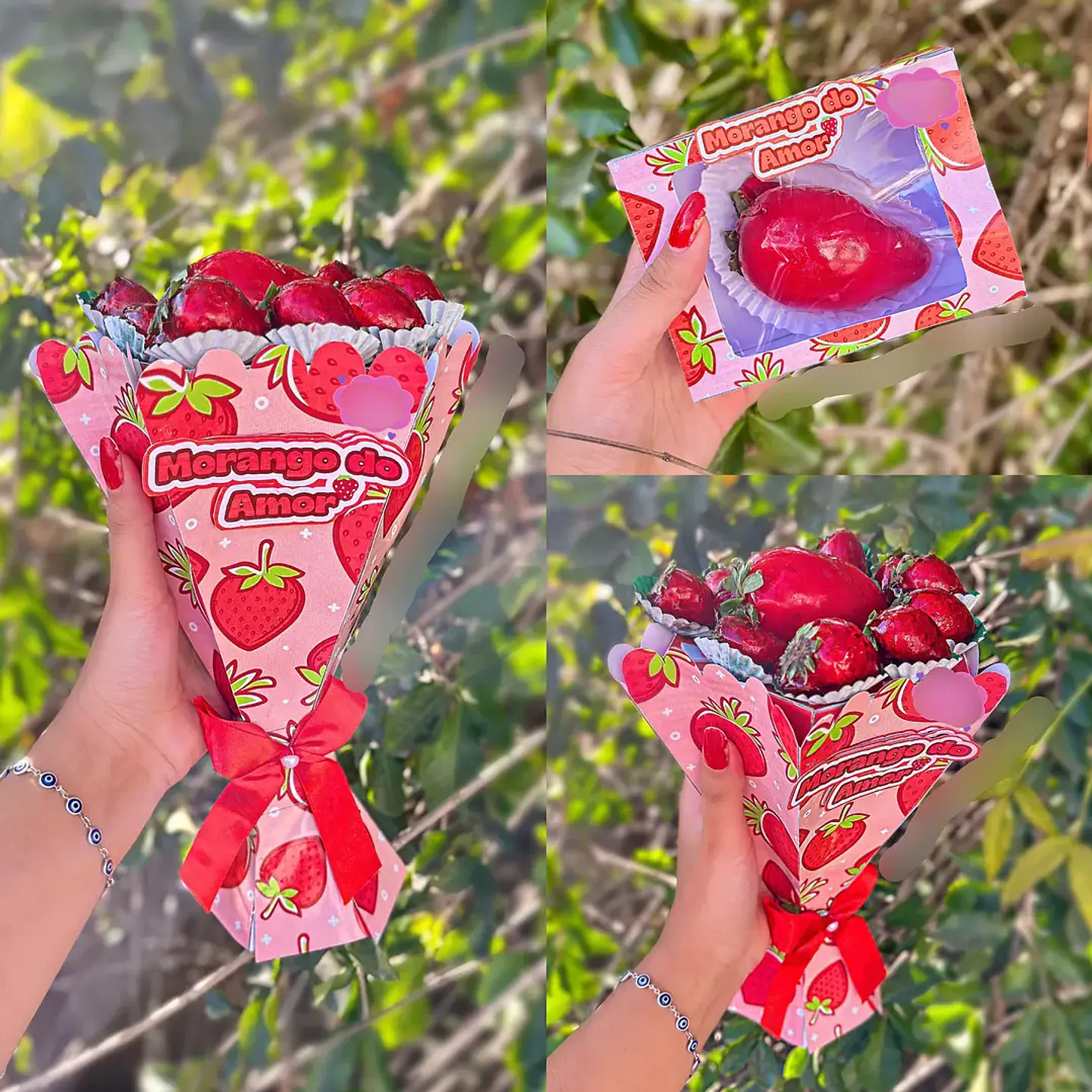 Arquivo Morango do Amor - Buquê + Caixinha com Visor - Mary Criações 1