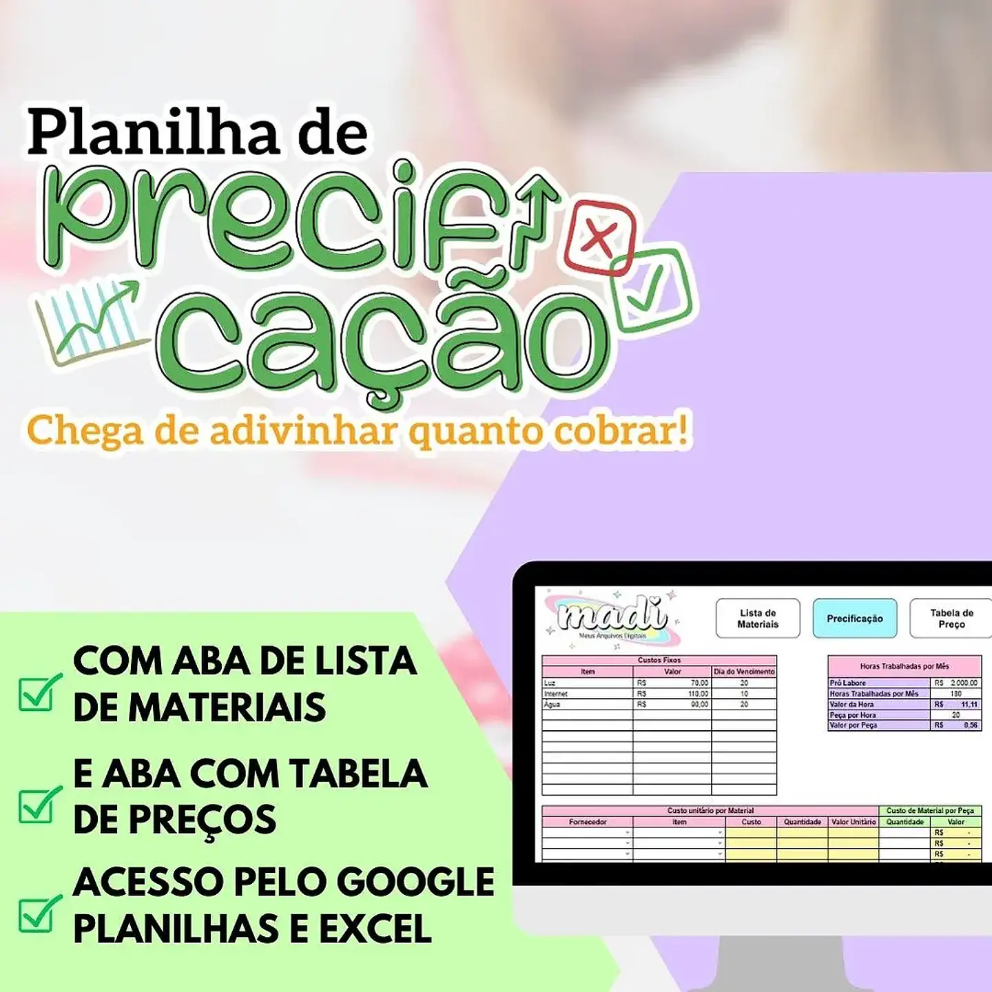 Kit Digital Planilha de Precificação - Madi 1