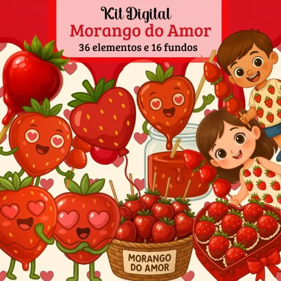 Kit Digital Morango do Amor 1