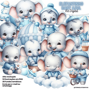 Kit Digital Elefantinho Azul - Eternize