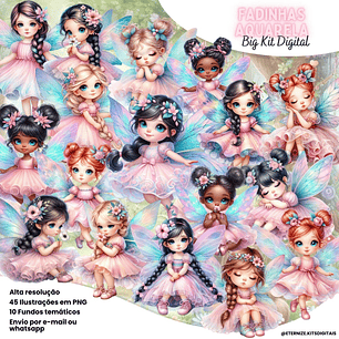Kit Digital Fadinhas Aquarela - Eternize
