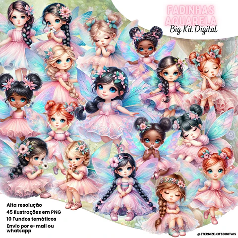 Kit Digital Fadinhas Aquarela - Eternize