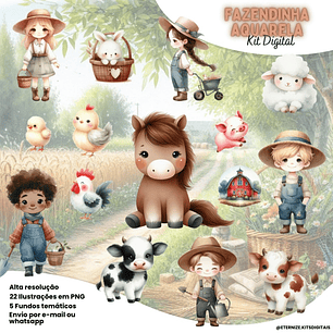 Kit Digital Fazendinha Aquarela - Eternize