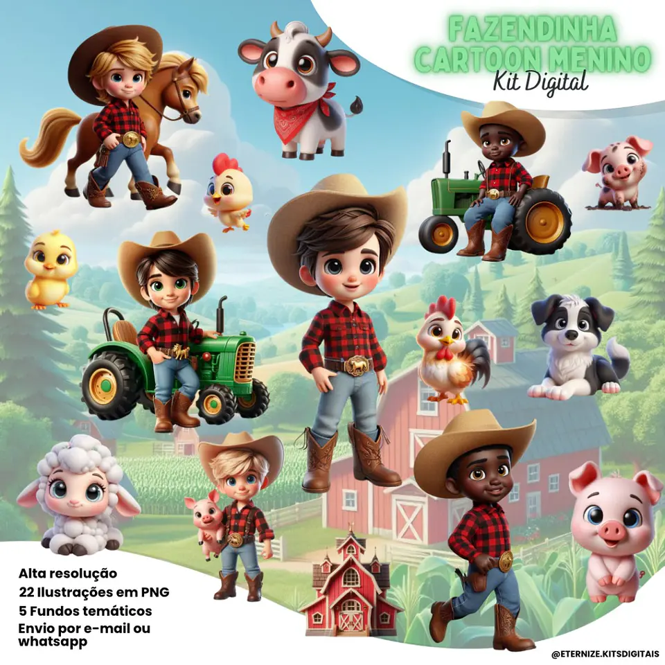 Kit Digital Fazendinha Menino - Eternize 1