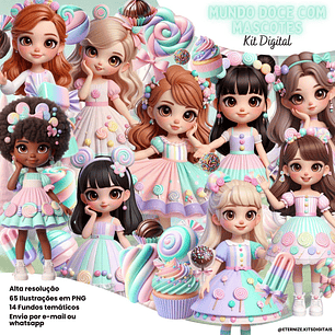 Kit Digital Mundo Doce com Mascotes - Eternize