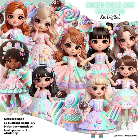 Kit Digital Mundo Doce com Mascotes - Eternize