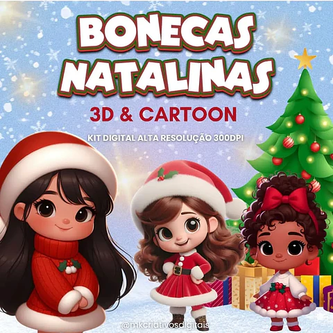 Kit Digital Bonecas Natalinas 3D - MK