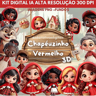 Kit Digital Chapeuzinho Vermelho 3D - MK
