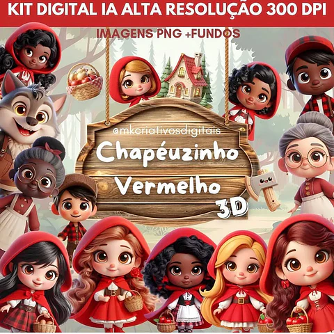 Kit Digital Chapeuzinho Vermelho 3D - MK