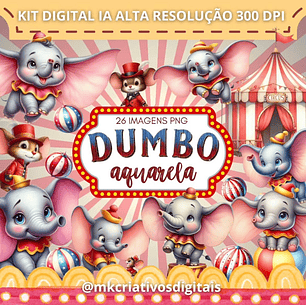 Kit Digital Dumbo aquarela - MK