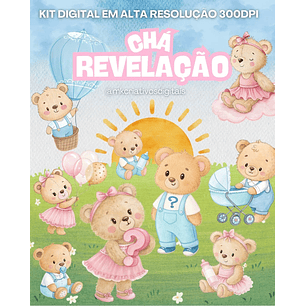 Kit Digital Chá Revelação Ursinhos - MK
