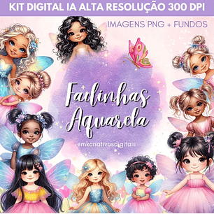 Kit Digital Fadinhas Aquarela - MK