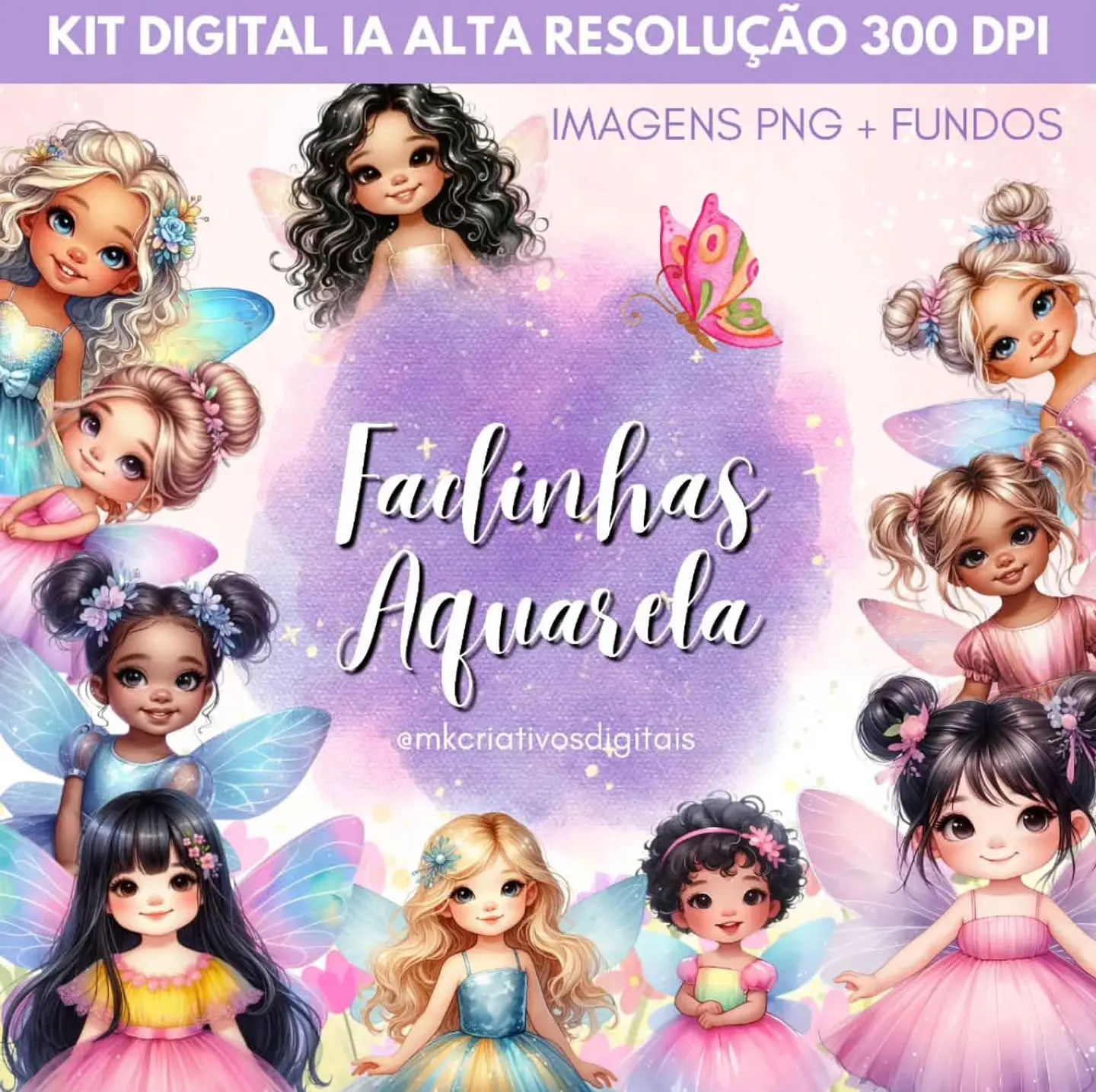 Kit Digital Fadinhas Aquarela - MK 1