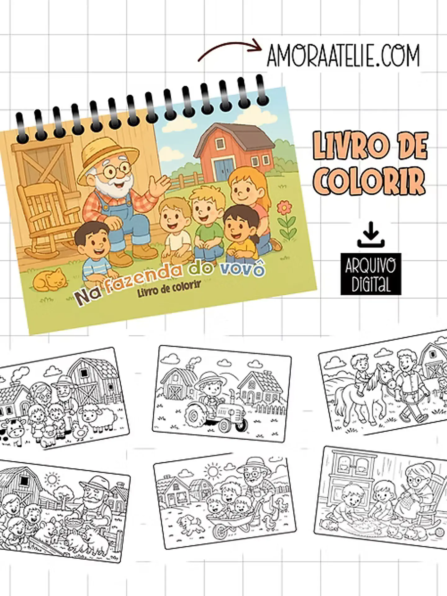 Arquivo Livro de Colorir Na Fazenda do Vovô - Amora Ateliê 1