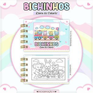 Arquivo Mini Livrinho de Colorir Bichinhos Fofos - Lina