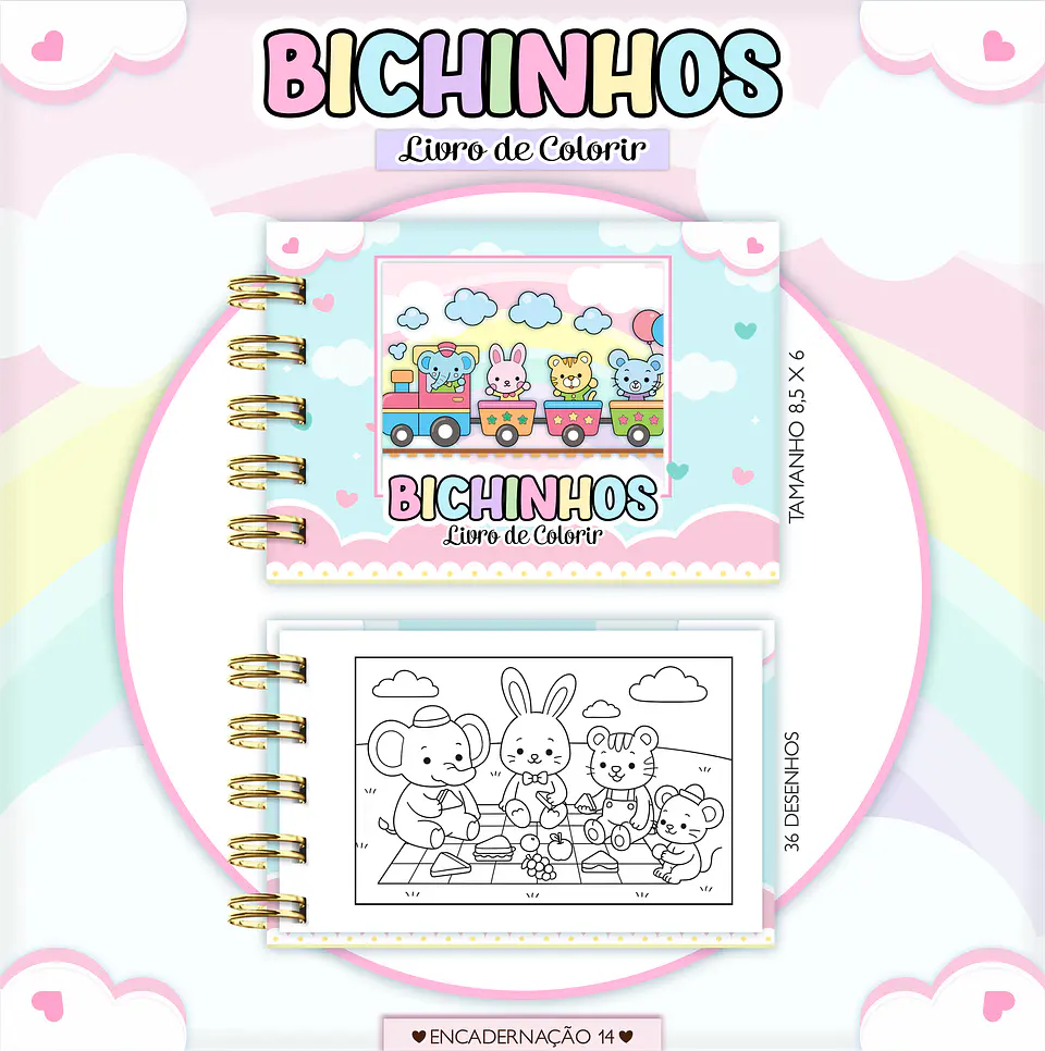 Arquivo Mini Livrinho de Colorir Bichinhos Fofos - Lina 1