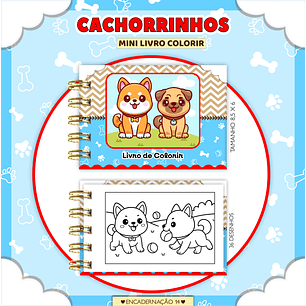 Arquivo Mini Livrinho de Colorir Cachorrinhos - Lina