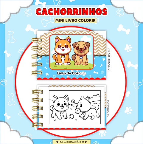 Arquivo Mini Livrinho de Colorir Cachorrinhos - Lina