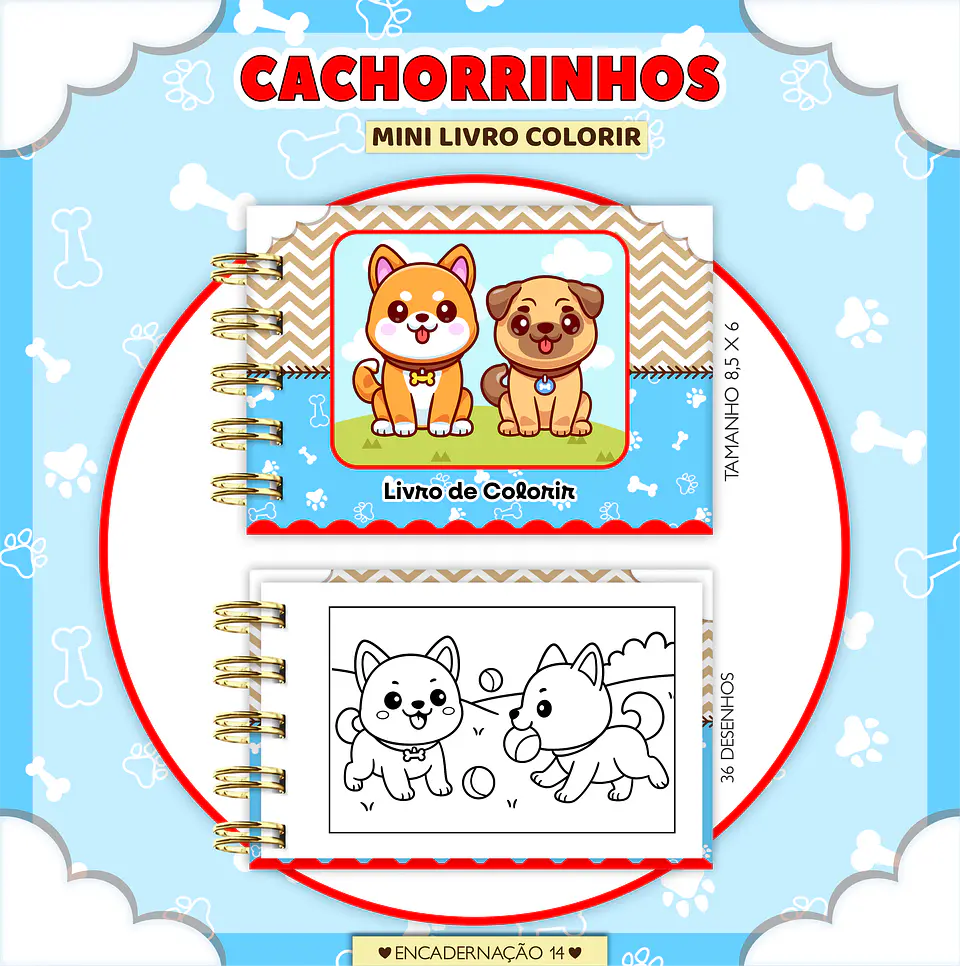 Arquivo Mini Livrinho de Colorir Cachorrinhos - Lina 1