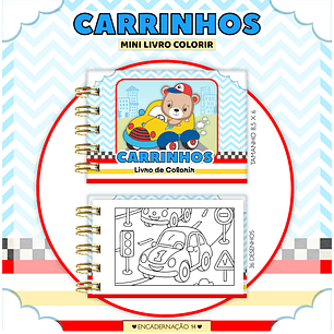 Arquivo Mini Livrinho de Colorir Carrinhos - Lina