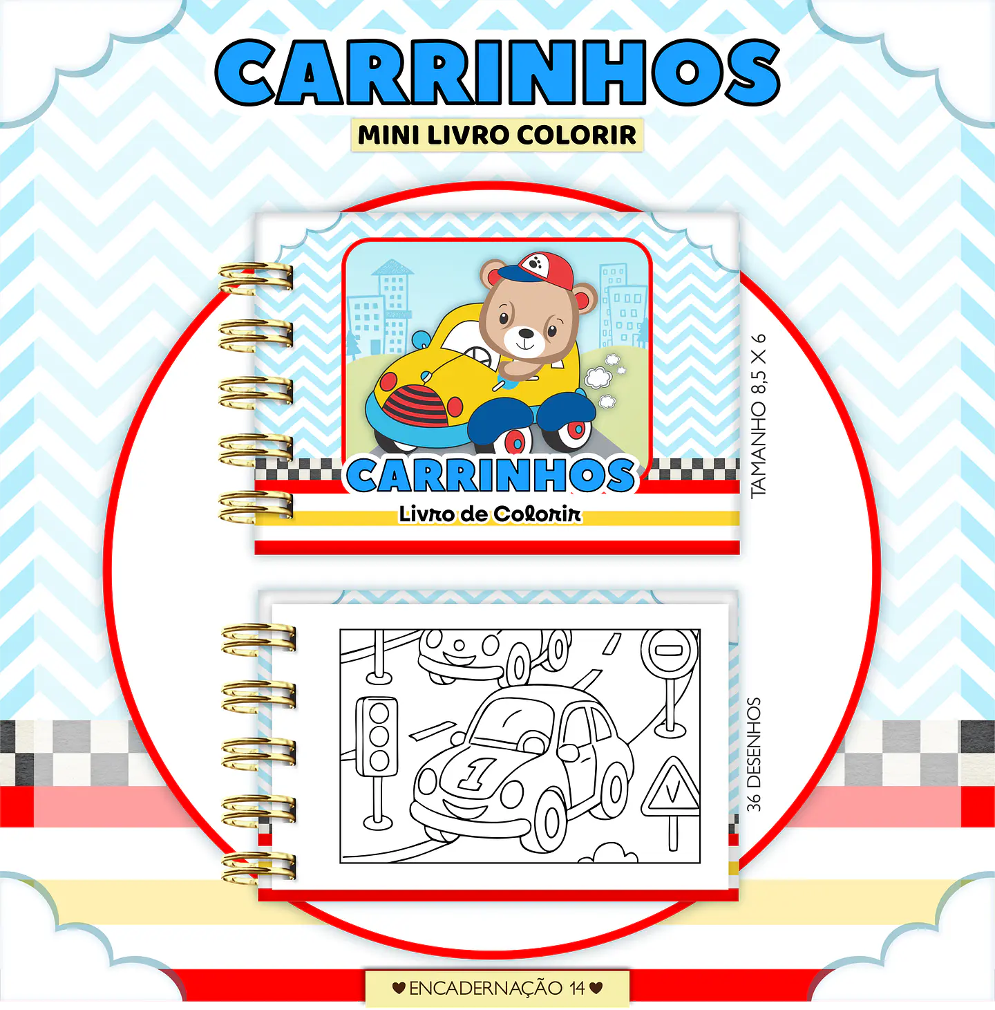 Arquivo Mini Livrinho de Colorir Carrinhos - Lina 1