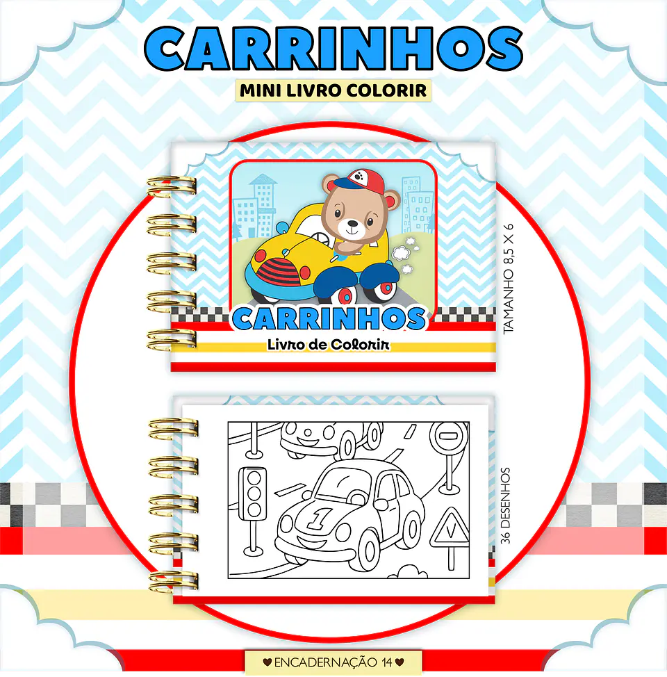 Arquivo Mini Livrinho de Colorir Carrinhos - Lina 1