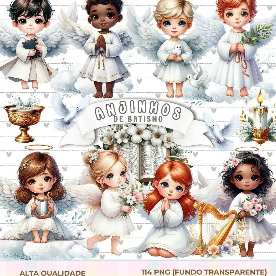 Kit Digital Anjinhos de Batismo - Que Fofura Clube 1