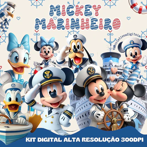 Kit Digital Mickey Marinheiro - MK