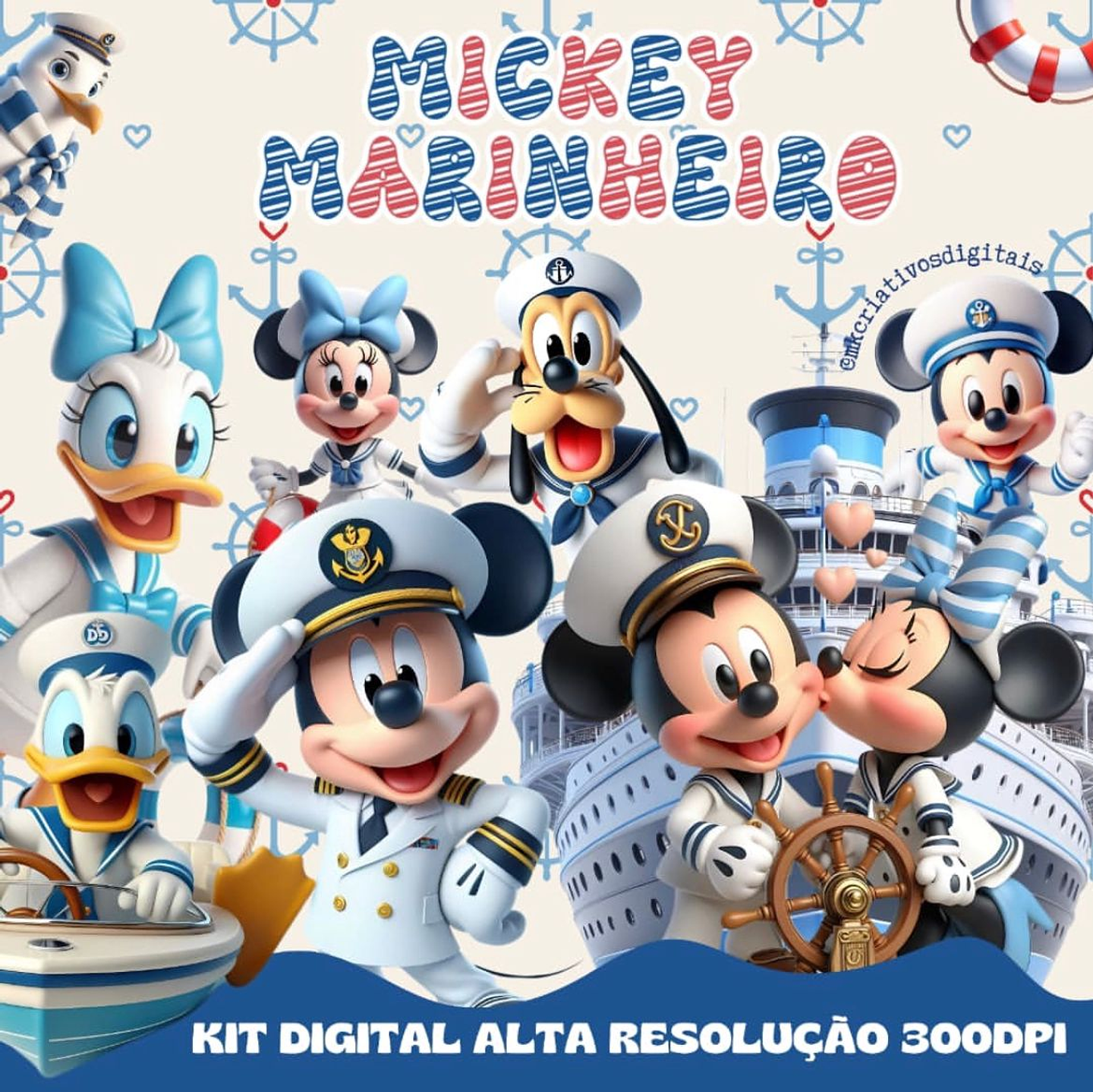 Kit Digital Mickey Marinheiro - MK 1
