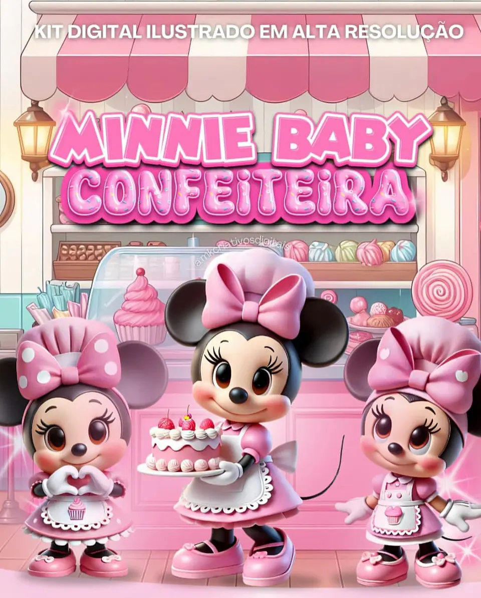 Kit Digital Minnie Confeiteira Baby - MK 1