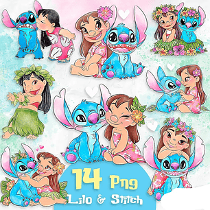 Kit Digital Lilo e Stitch Aquarela - Mypik