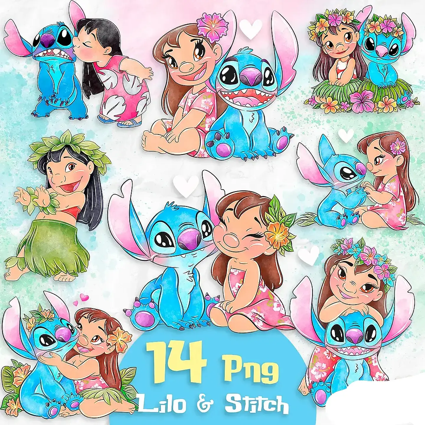 Kit Digital Lilo e Stitch Aquarela - Mypik 1