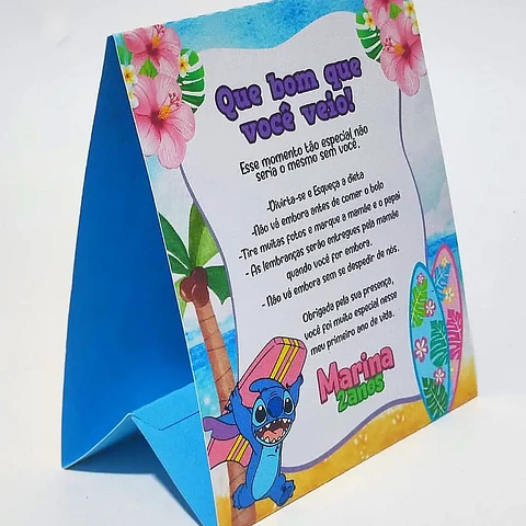 Arquivo Placas de Mesa Stitch - Criar Bv