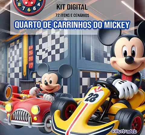 Kit Digital Quarto de Carrinhos Mickey - Ilustradeb