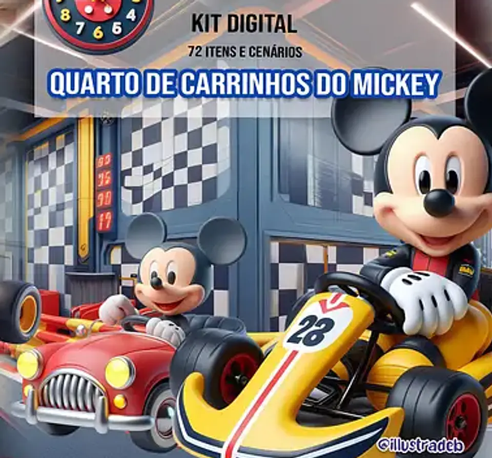 Kit Digital Quarto de Carrinhos Mickey - Ilustradeb 1
