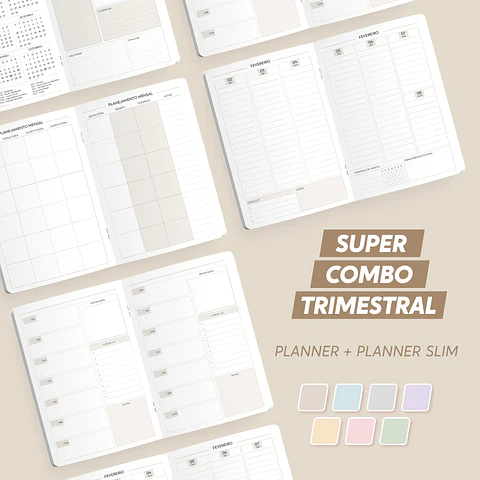 Arquivo Super Combo Planner Trimestral e Slim Brochura - Nilmara