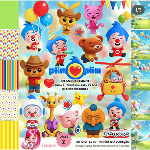 Kit Digital Heróis do Coração Plim Plim 3D - Fanddy