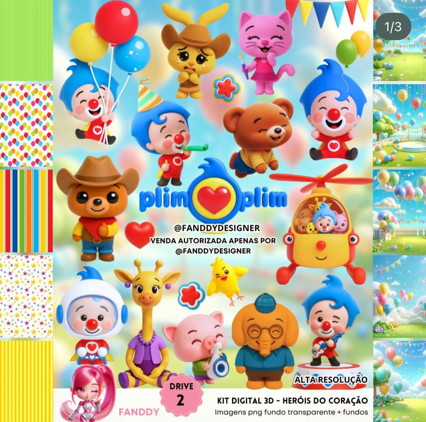 Kit Digital Heróis do Coração Plim Plim 3D - Fanddy 1